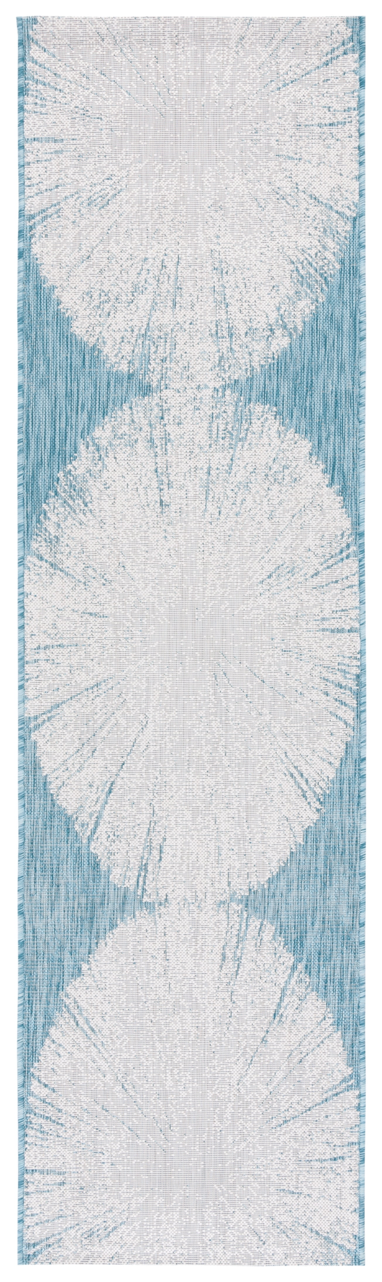 SAFAVIEH Courtyard Jaymz Radiant Indoor/Outdoor Runner Rug, Beige/Aqua, 2'3" x 8'