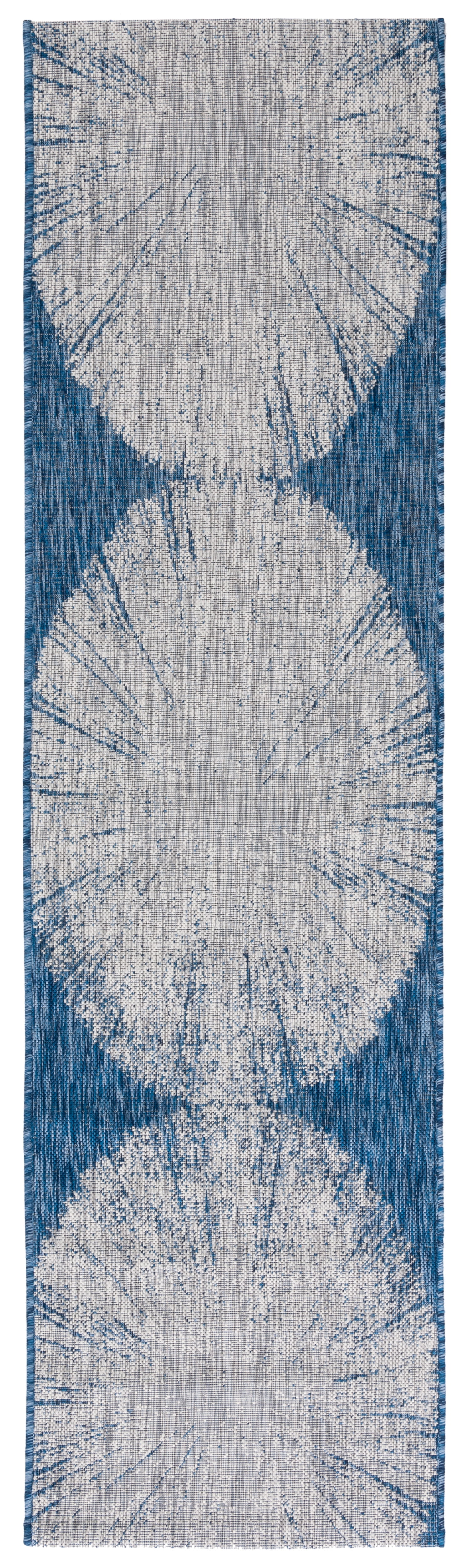 SAFAVIEH Courtyard Jaymz Radiant Indoor/Outdoor Runner Rug, Navy/Grey, 2'3" x 8'