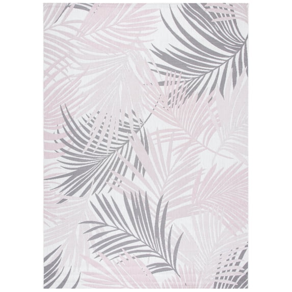 SAFAVIEH Courtyard Jenae Botanical Indoor/Outdoor Area Rug, Ivory/Pink, 8' x 10'