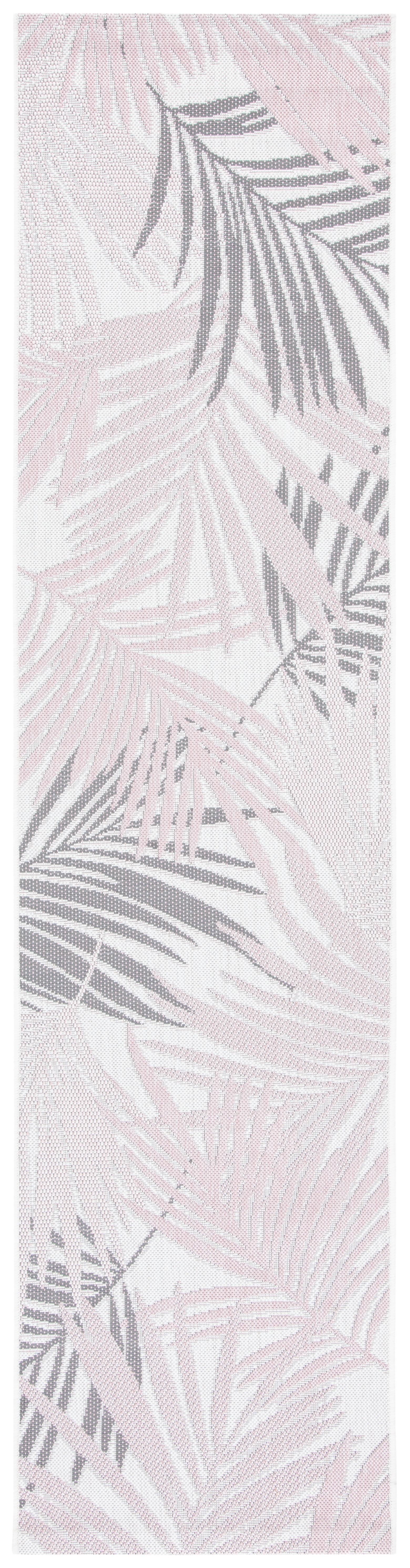 Ivory and Pink Synthetic Courtyard Runner Rug 2'2" x 9'