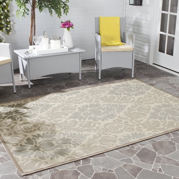Safavieh Courtyard Jennifer Damask Indoor/Outdoor Area Rug, Beige/Dark Beige, 8' x 11'