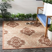 Safavieh Courtyard Jennifer Damask Indoor/Outdoor Area Rug, Cream/Terracotta, 5'3" x 7'7"