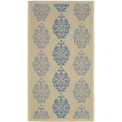 Safavieh Courtyard Jenny Medallion Indoor/Outdoor Area Rug, Natural/Blue, 2' x 3'7"