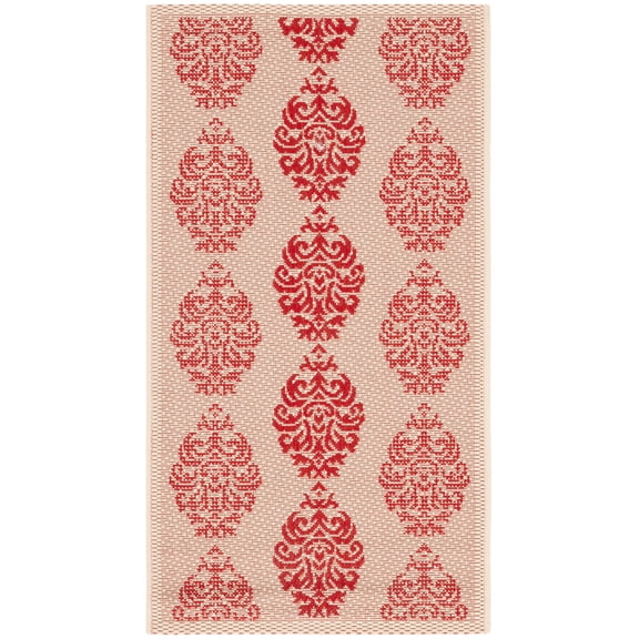 Safavieh Courtyard Jenny Medallion Indoor/Outdoor Area Rug, Natural/Red, 2' x 3'7"
