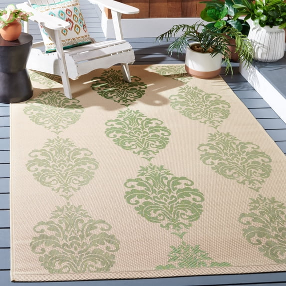 Safavieh Courtyard Jenny Medallion Indoor/Outdoor Area Rug, Natural/Olive, 5'3" x 7'7"