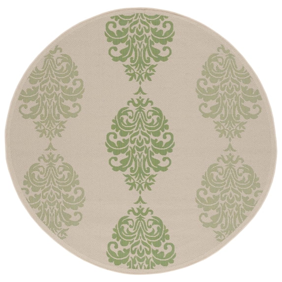 Safavieh Courtyard Jenny Medallion Indoor/Outdoor Area Rug, Natural/Olive, 6'7" x 6'7" Round