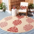 thumbnail image 1 of Safavieh Courtyard Jenny Medallion Indoor/Outdoor Area Rug, Natural/Red, 6'7" x 6'7" Round, 1 of 10