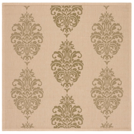 Safavieh Courtyard Jenny Medallion Indoor/Outdoor Area Rug, Natural/Olive, 7'10" x 7'10" Square