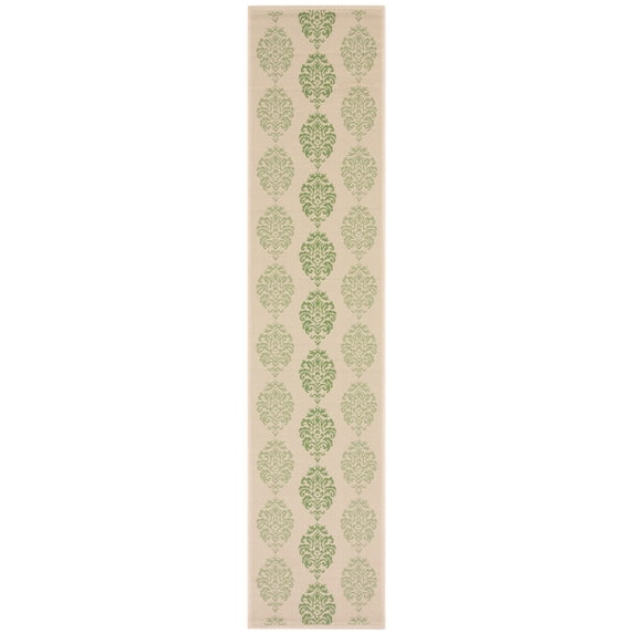 Safavieh Courtyard Jenny Medallion Indoor/Outdoor Runner Rug, Natural/Olive, 2'3" x 10'