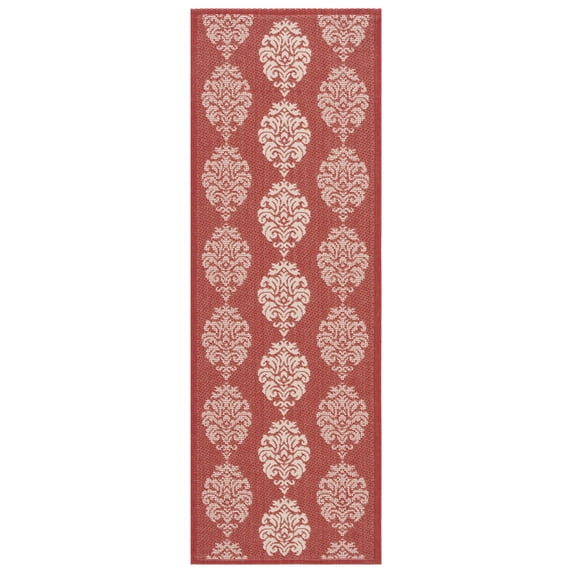 Safavieh Courtyard Jenny Medallion Indoor/Outdoor Runner Rug, Red/Natural, 2'3" x 10'