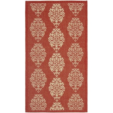SAFAVIEH Courtyard Jenny Medallion Indoor/Outdoor Area Rug, Red/Natural, 2' x 3'7"