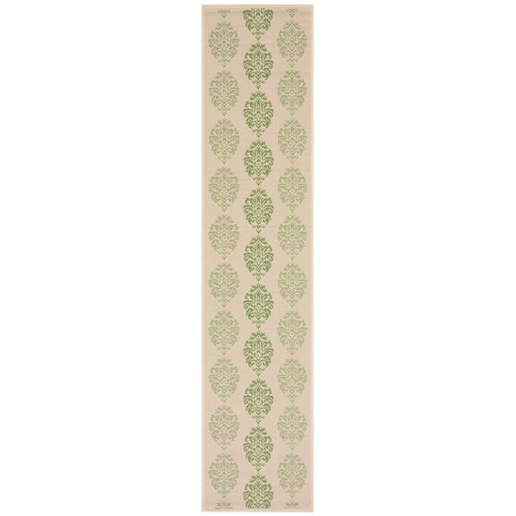 Safavieh Courtyard Jenny Medallion Indoor/Outdoor Runner Rug, Natural/Olive, 2'3" x 12'