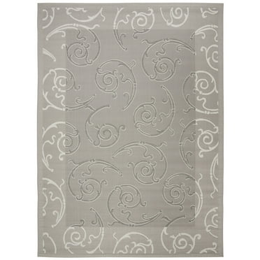 SAFAVIEH Courtyard Jessica Paisley Indoor/Outdoor Area Rug, Anthracite/Light Grey, 6'7" x 9'6"