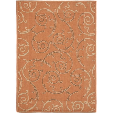 SAFAVIEH Courtyard Jessica Paisley Indoor/Outdoor Area Rug, Terracotta/Cream, 4' x 5'7"