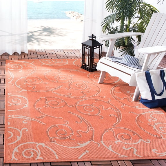 Safavieh Courtyard Jessica Paisley Indoor/Outdoor Area Rug, Terracotta/Cream, 5'3" x 7'7"