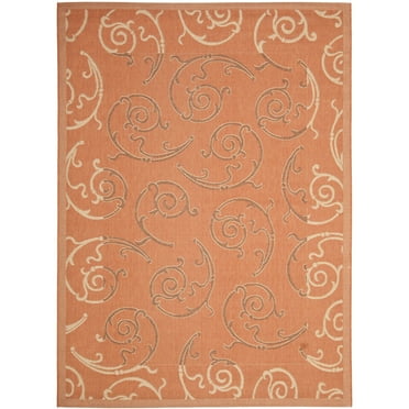 SAFAVIEH Courtyard Jessica Paisley Indoor/Outdoor Area Rug, Terracotta/Cream, 8' x 11'