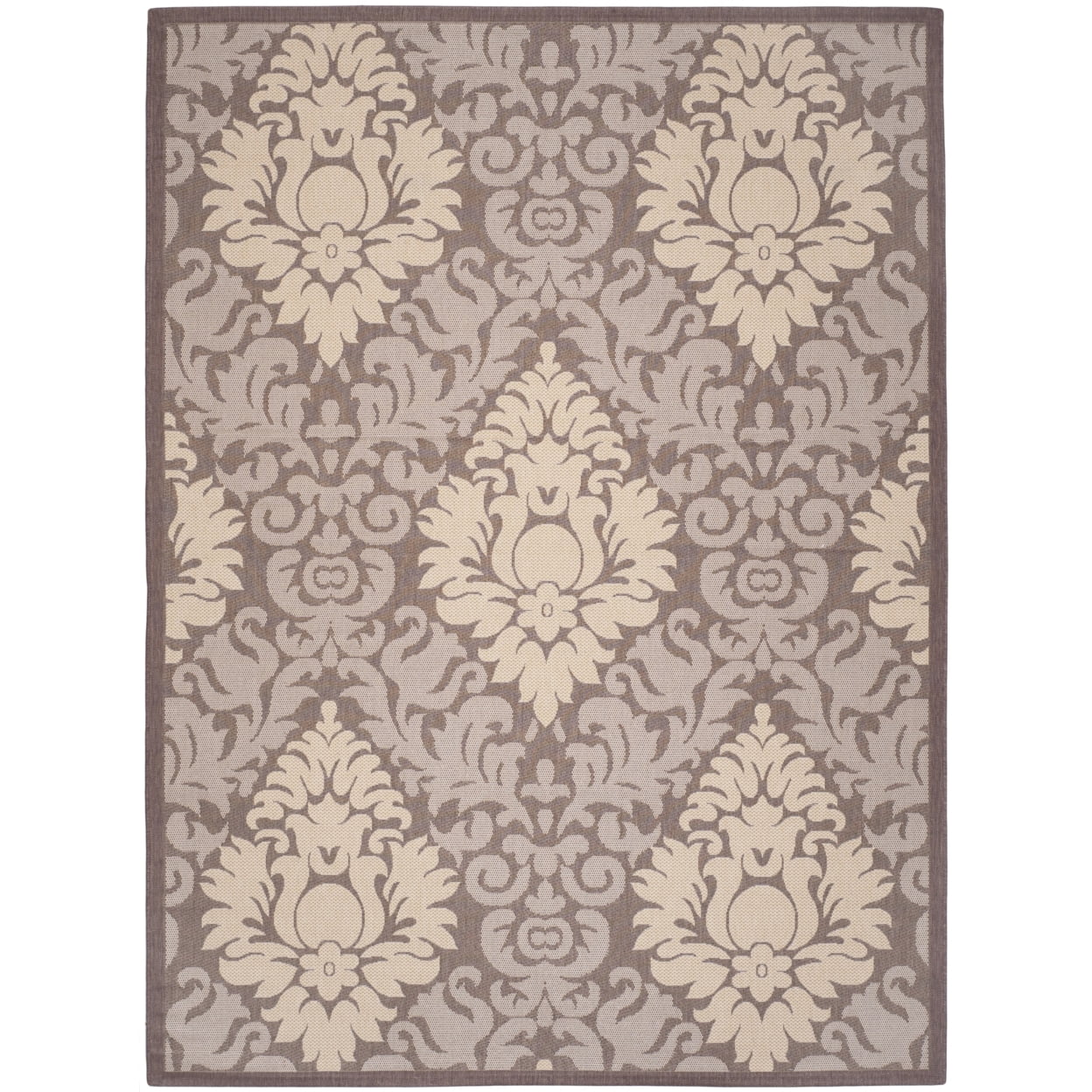 SAFAVIEH Courtyard Jessie Damask Indoor/Outdoor Area Rug, Chocolate ...