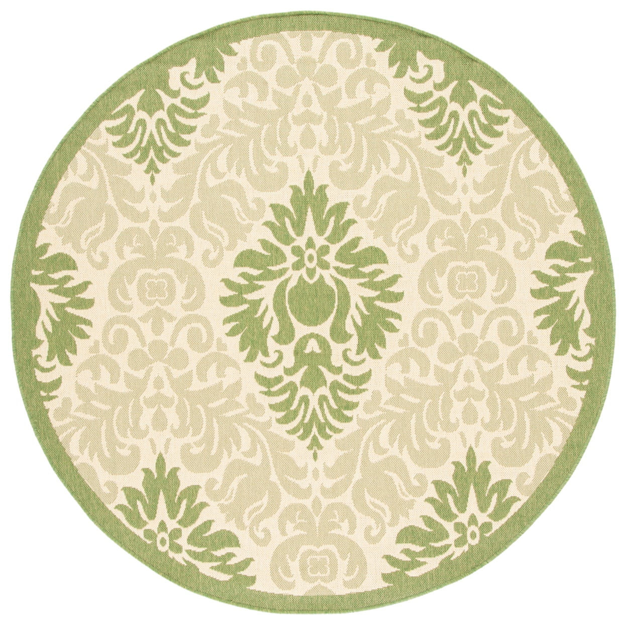 SAFAVIEH Courtyard Jessie Damask Indoor/Outdoor Area Rug, Natural/Olive ...