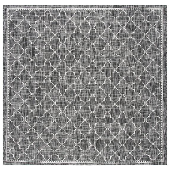 SAFAVIEH Courtyard Joan Geometric Indoor/Outdoor Area Rug, Black/Grey, 6'7" x 6'7" Square