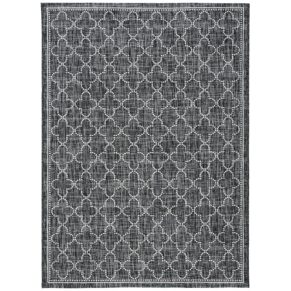 SAFAVIEH Courtyard Joan Geometric Indoor/Outdoor Area Rug, Black/Grey, 9' x 12'