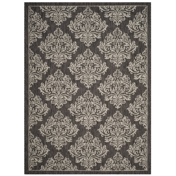 SAFAVIEH Courtyard Joetta Geometric Indoor/Outdoor Area Rug, Black/Light Grey, 8' x 11'