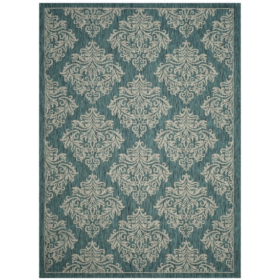 SAFAVIEH Courtyard Joetta Geometric Indoor/Outdoor Area Rug, Blue/Grey, 8' x 11'