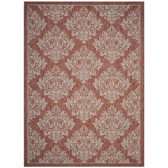 SAFAVIEH Courtyard Joetta Geometric Indoor/Outdoor Area Rug, Rust/Grey, 8' x 11'