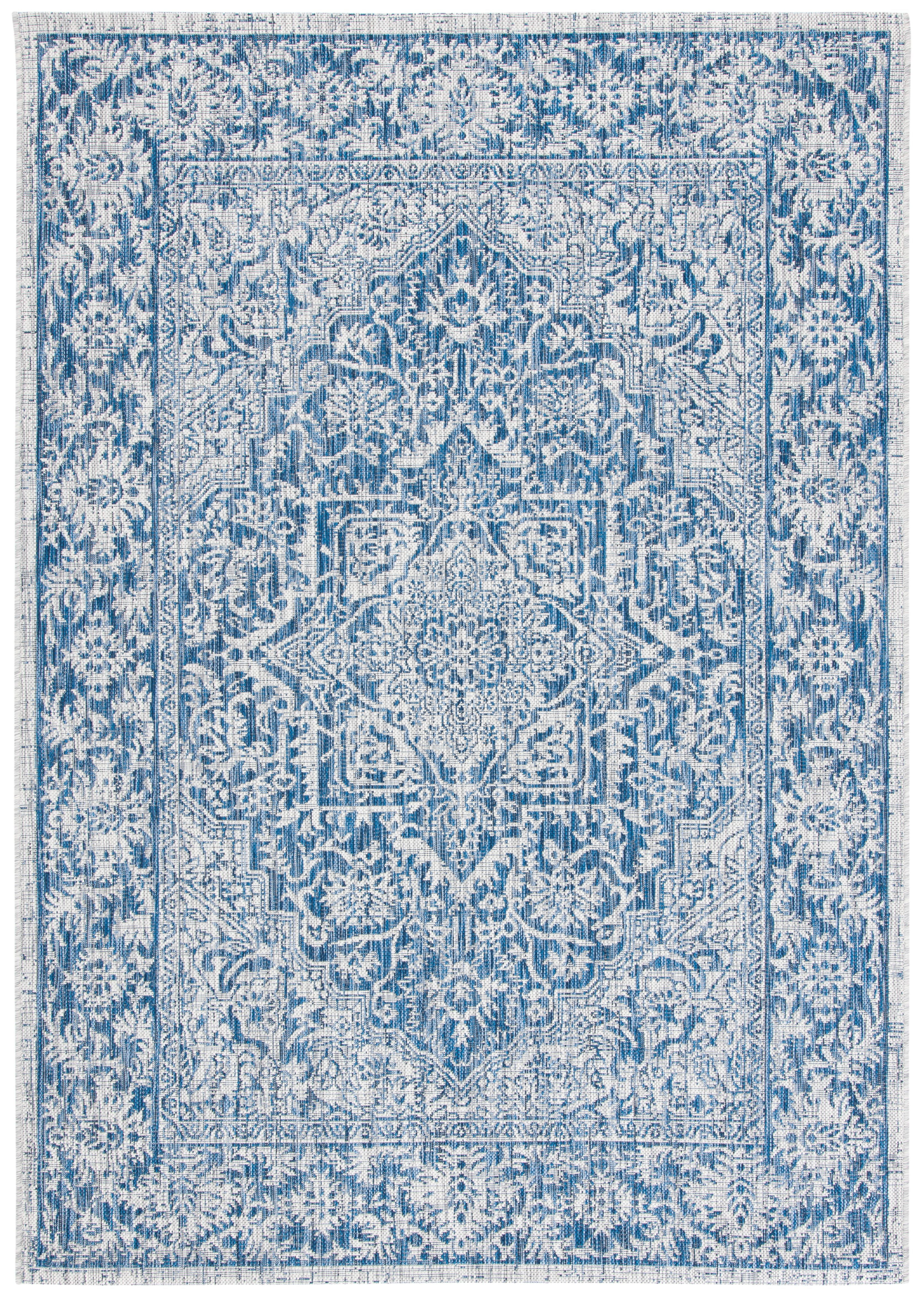 Modern Gray Synthetic 4'x5'7" Non-Slip Indoor/Outdoor Rug
