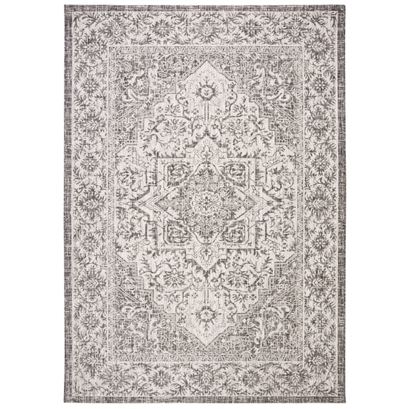 SAFAVIEH Courtyard Joey Medallion Indoor/Outdoor Area Rug, Slate/Grey, 8' x 11'