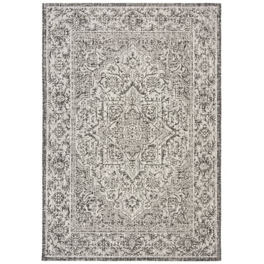 SAFAVIEH Courtyard Joey Traditional Indoor/Outdoor Area Rug, 5'3" x 7'7", Slate/Grey