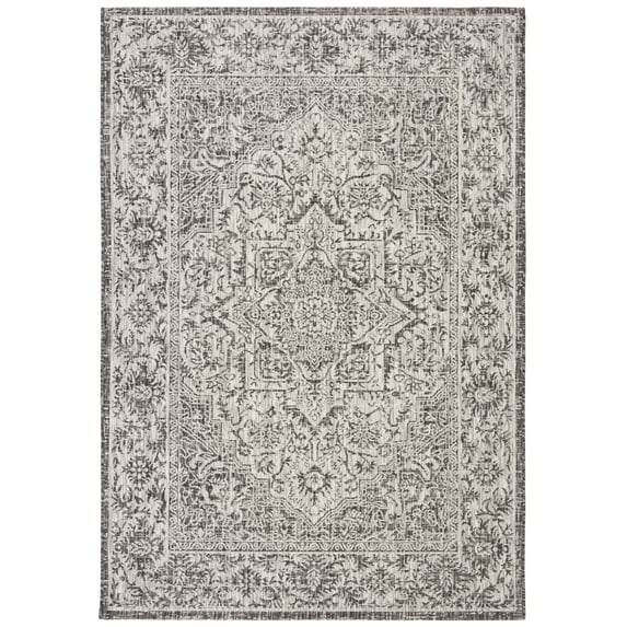 SAFAVIEH Courtyard Joey Traditional Indoor/Outdoor Area Rug, 5'3" x 7'7", Slate/Grey