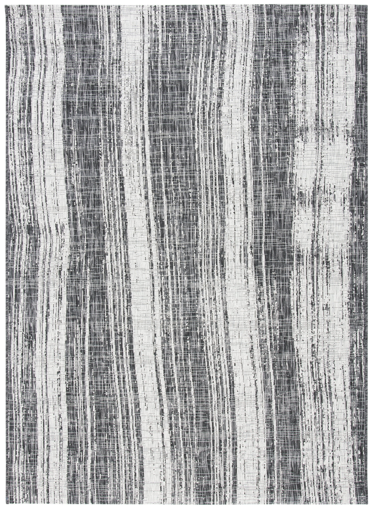 SAFAVIEH Courtyard John Striped Indoor/Outdoor Area Rug, Black/Grey, 5'5" x 7'7"