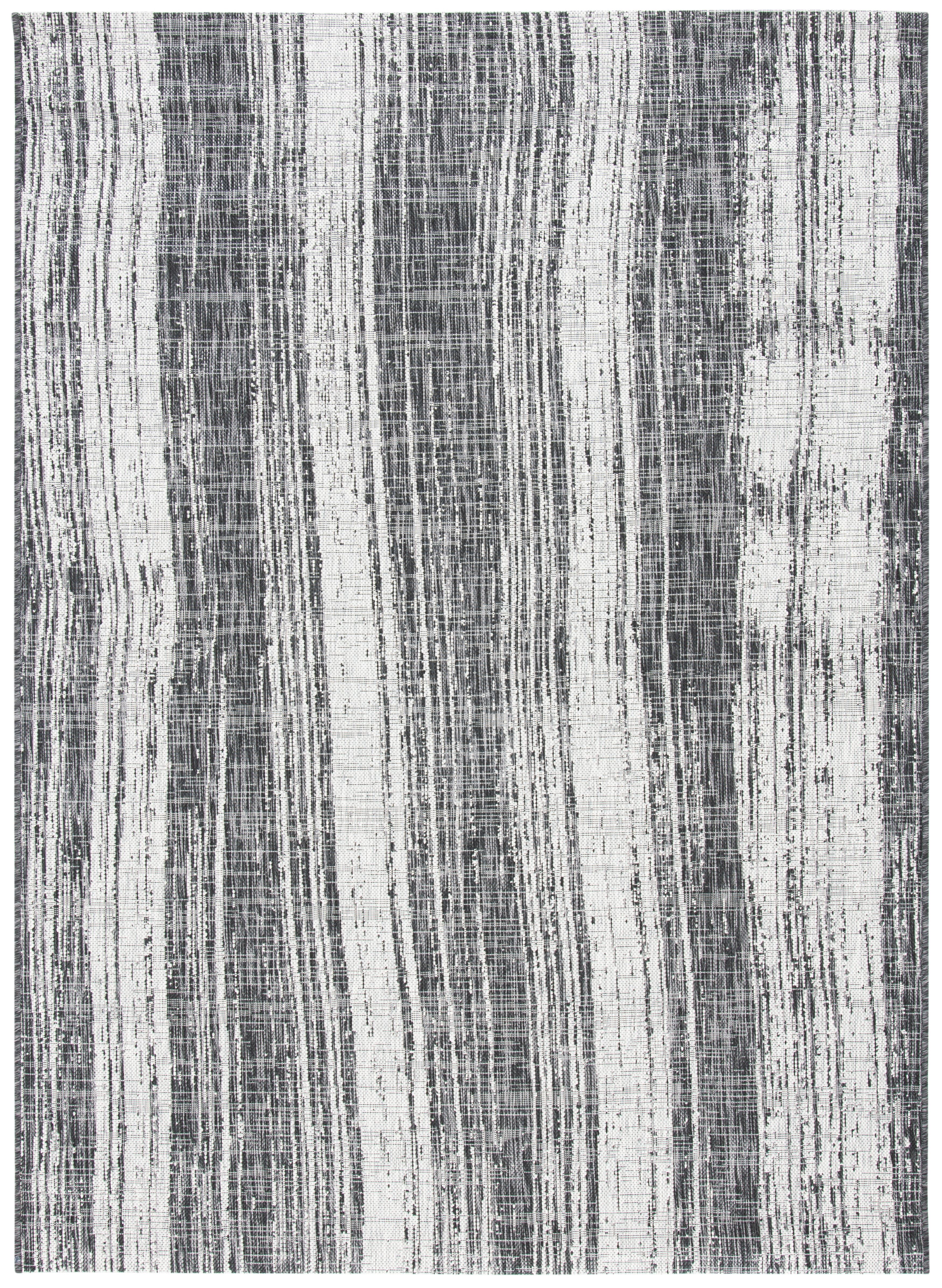 SAFAVIEH Courtyard John Striped Indoor/Outdoor Area Rug, Black/Grey, 8' x 10'