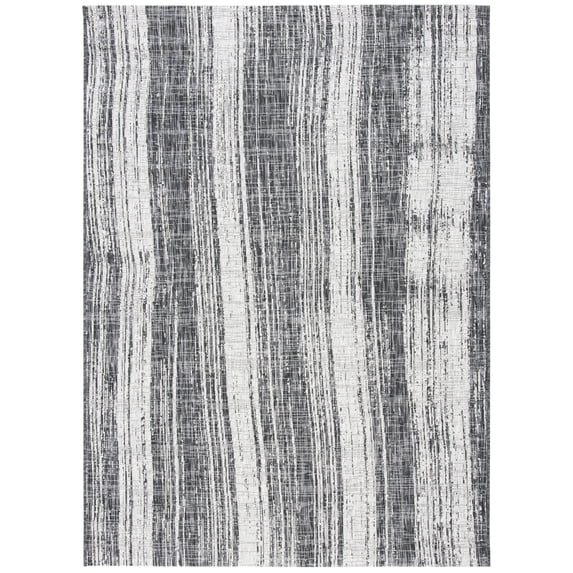 SAFAVIEH Courtyard John Striped Indoor/Outdoor Area Rug, Black/Grey, 8' x 10'