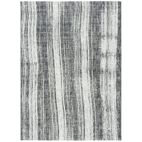 SAFAVIEH Courtyard John Striped Indoor/Outdoor Area Rug, Black/Grey, 8' x 10'