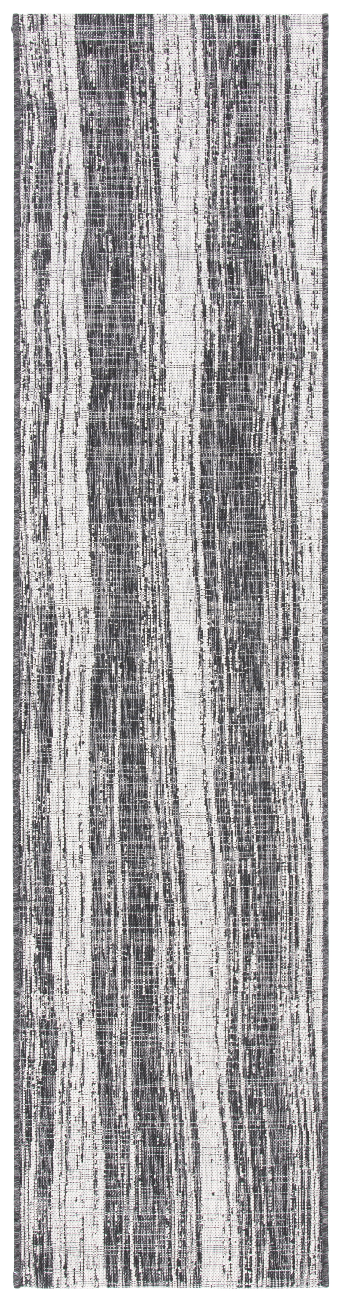 Courtyard Chic 26" Black Synthetic Non-Slip Easy Care Outdoor Rug