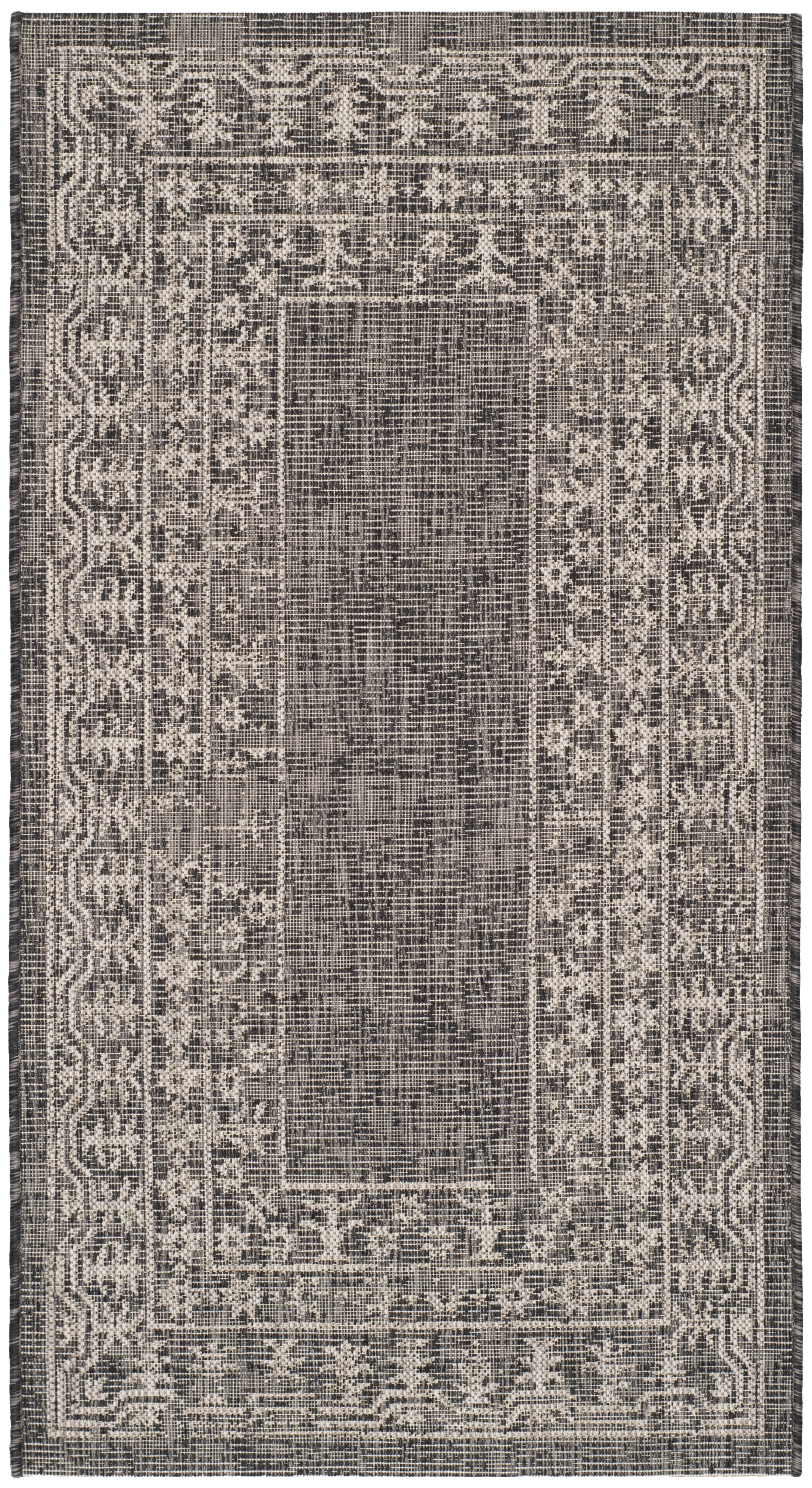 Safavieh Courtyard Jolyon Bordered Indoor/Outdoor Area Rug, Black/Beige, 2'7" x 5'