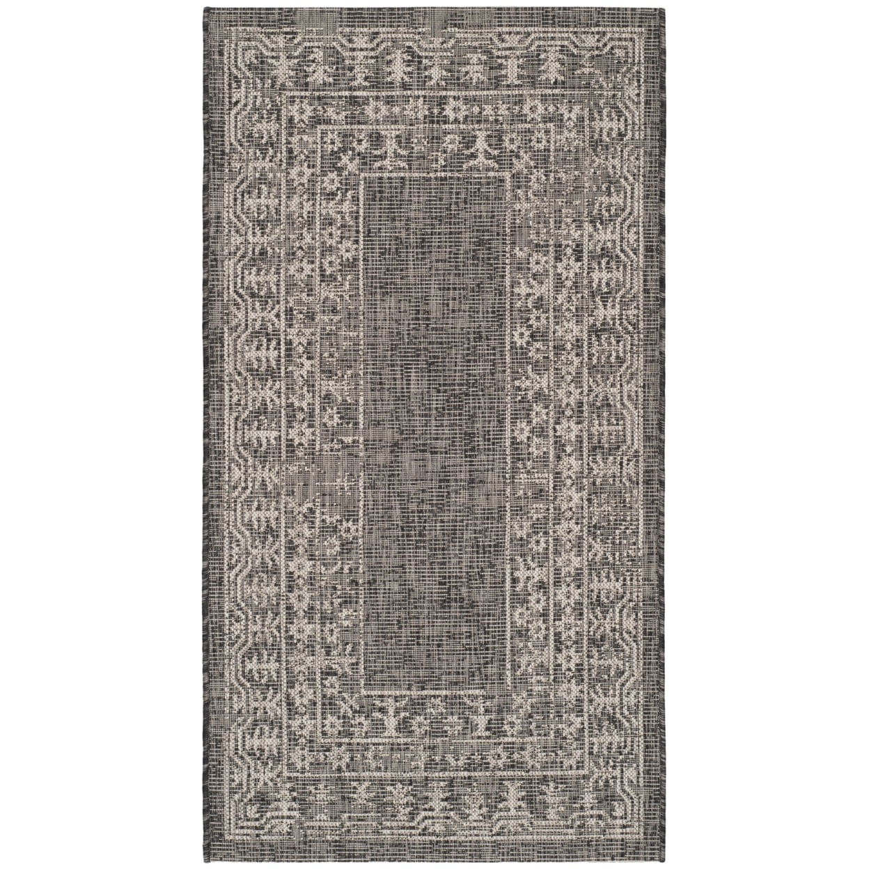 SAFAVIEH Courtyard Jolyon Bordered Indoor/Outdoor Area Rug, Black/Beige ...