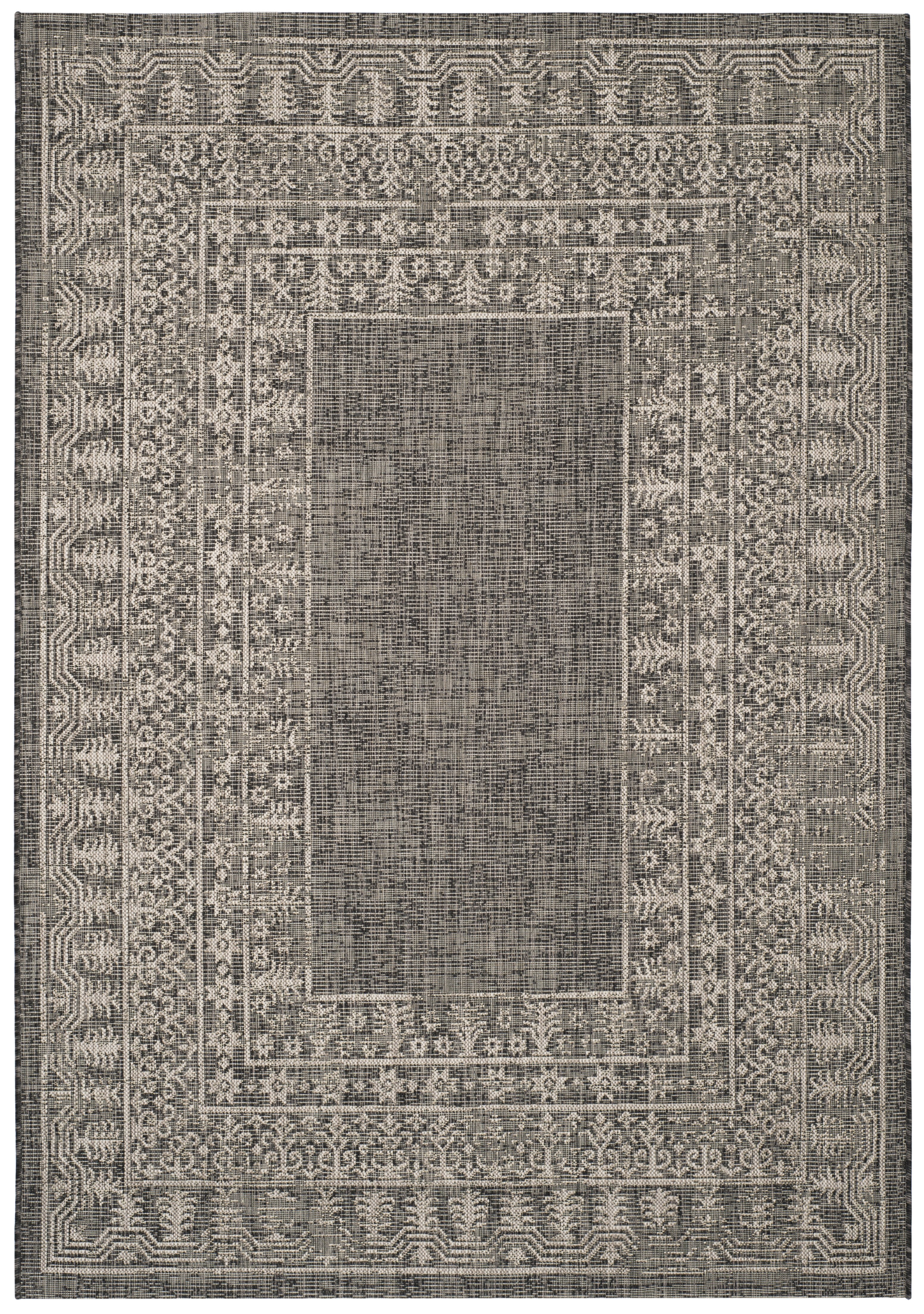 Safavieh Courtyard Jolyon Bordered Indoor/Outdoor Area Rug, Black/Beige, 5'3" x 7'7"
