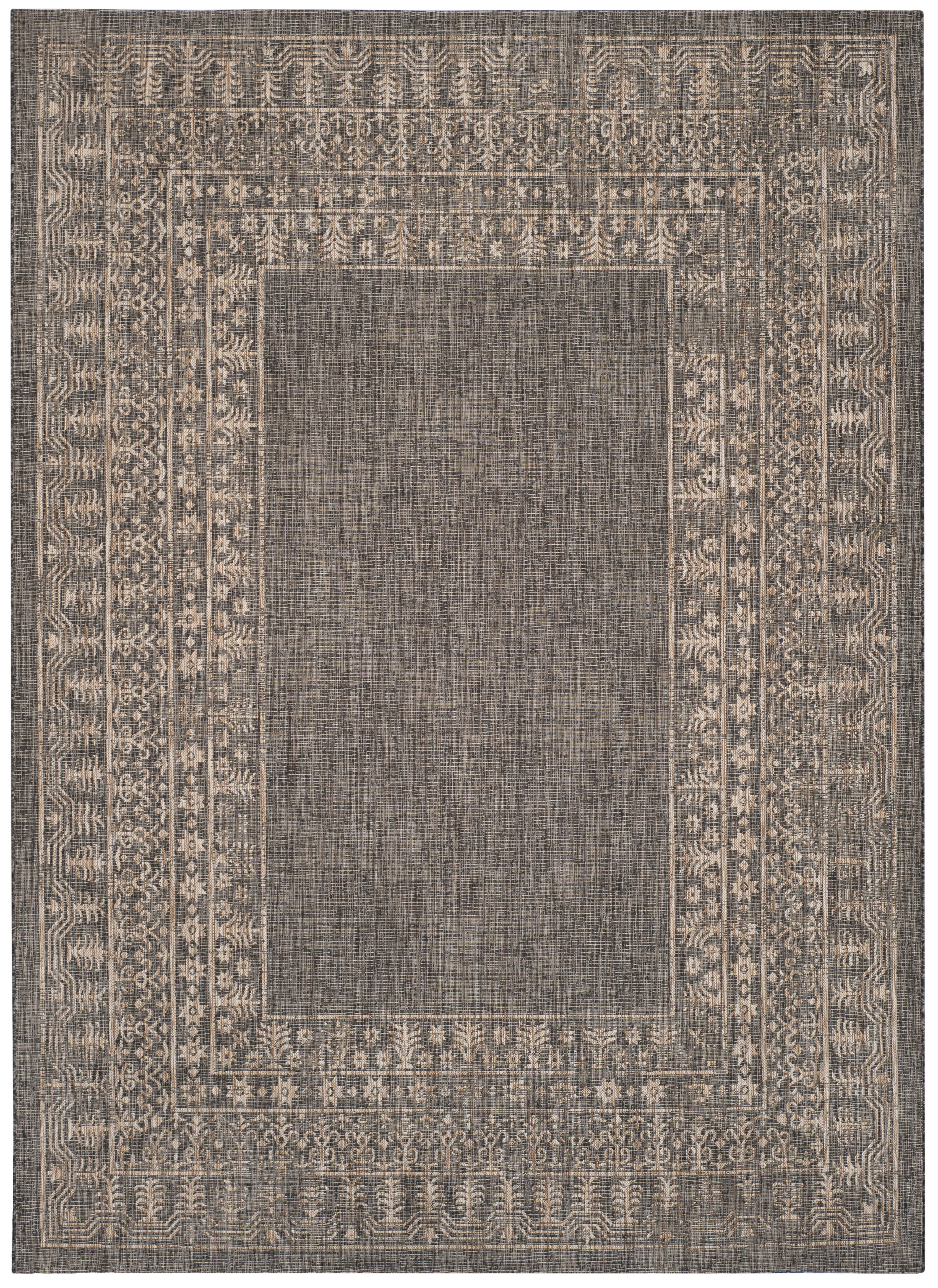 Safavieh Courtyard Jolyon Bordered Indoor/Outdoor Area Rug, Black/Natural, 8' x 11'