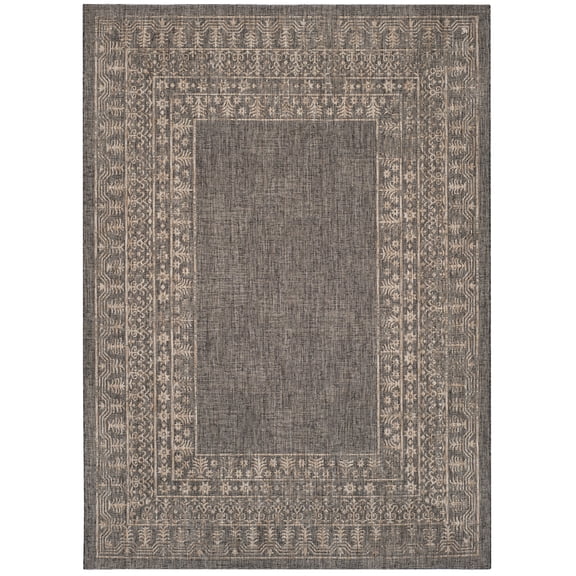 Safavieh Courtyard Jolyon Bordered Indoor/Outdoor Area Rug, Black/Natural, 8' x 11'