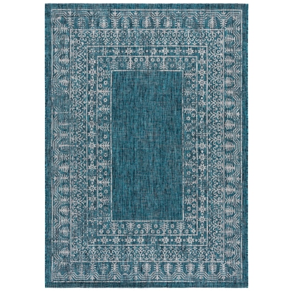 Safavieh Courtyard Jolyon Bordered Indoor/Outdoor Area Rug, Blue/Gray, 6'7" x 9'6"