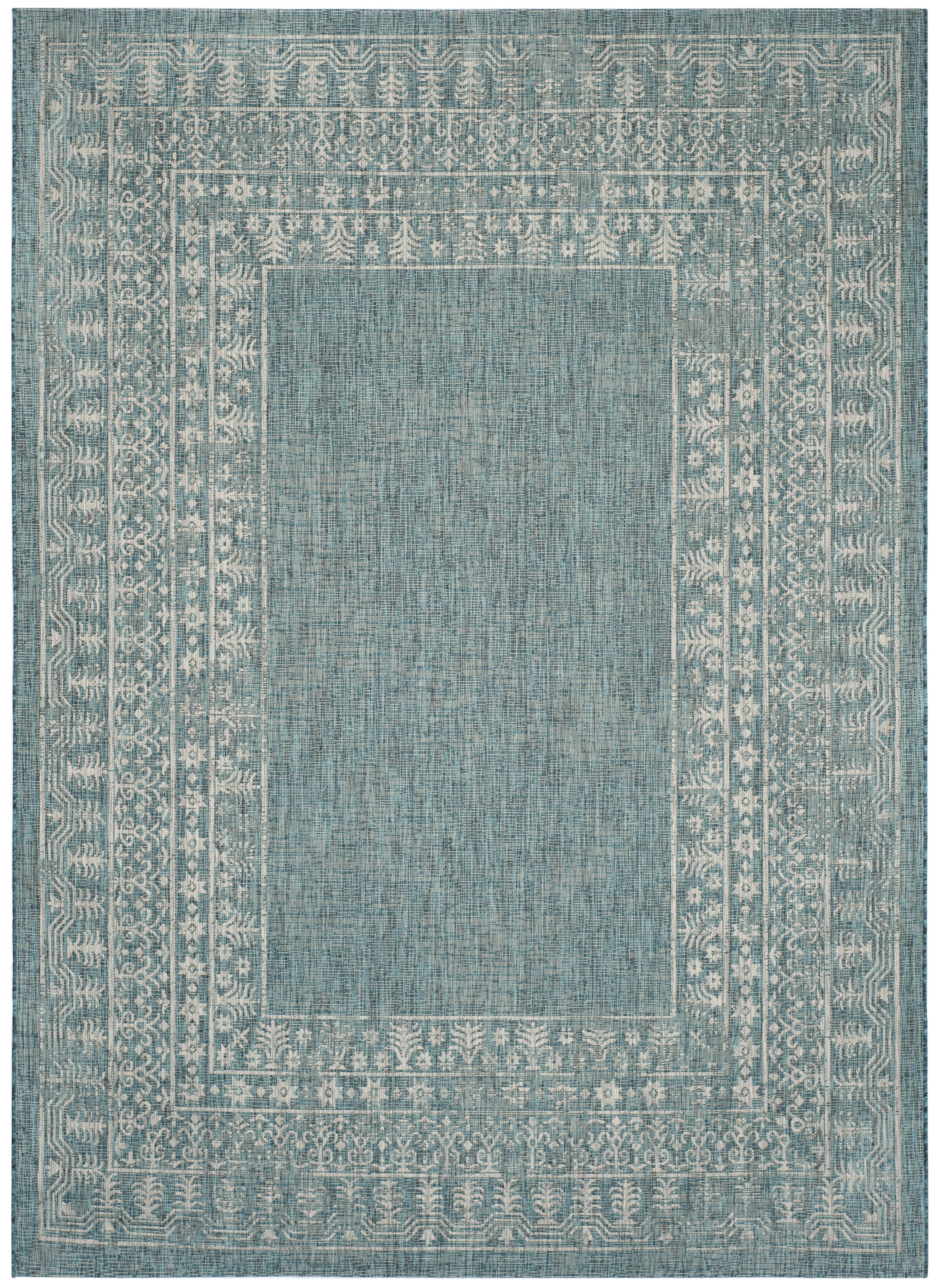 Safavieh Courtyard Jolyon Bordered Indoor/Outdoor Area Rug, Blue/Gray, 8' x 11'