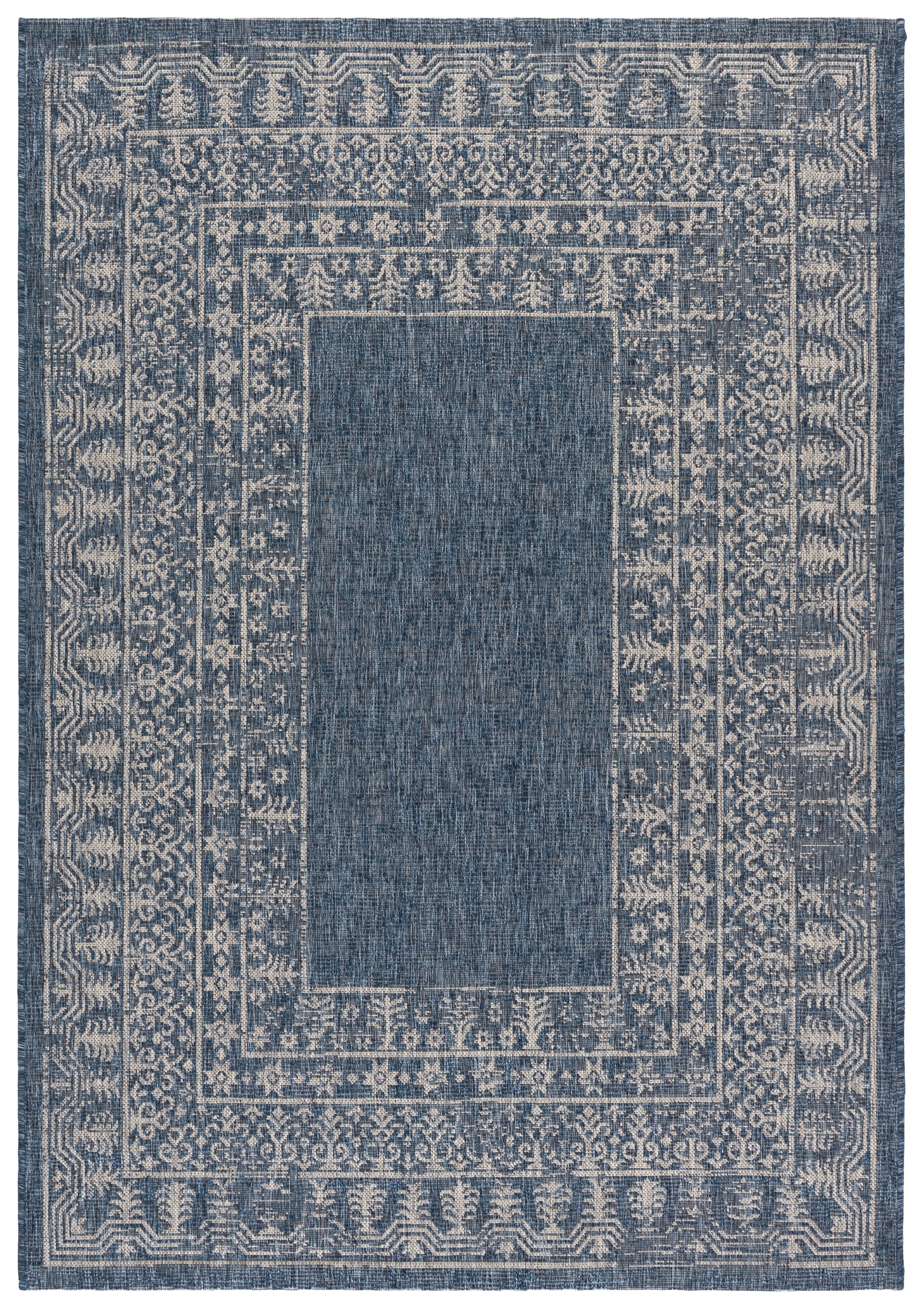 Safavieh Courtyard Jolyon Bordered Indoor/Outdoor Area Rug, Navy/Gray, 5'3" x 7'7"