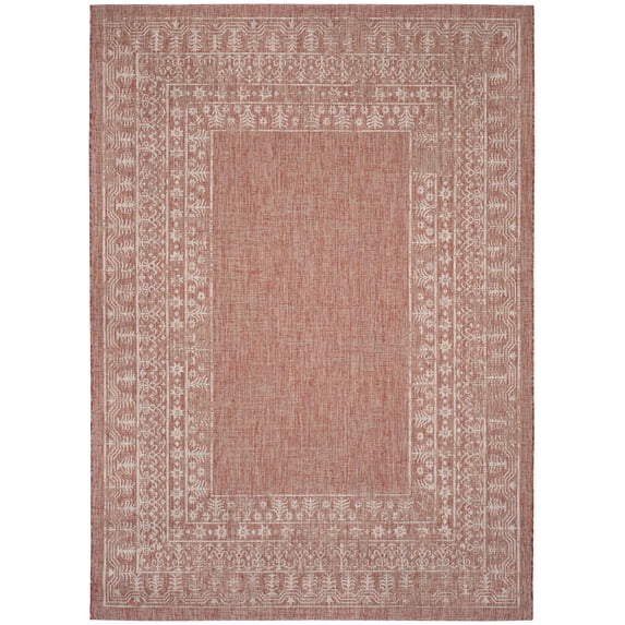 Safavieh Courtyard Jolyon Bordered Indoor/Outdoor Area Rug, Red/Beige, 11' x 13'