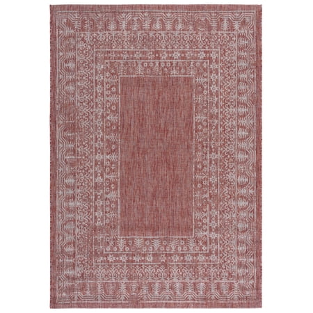 Safavieh Courtyard Jolyon Bordered Indoor/Outdoor Area Rug, Red/Beige, 6'7" x 9'6"