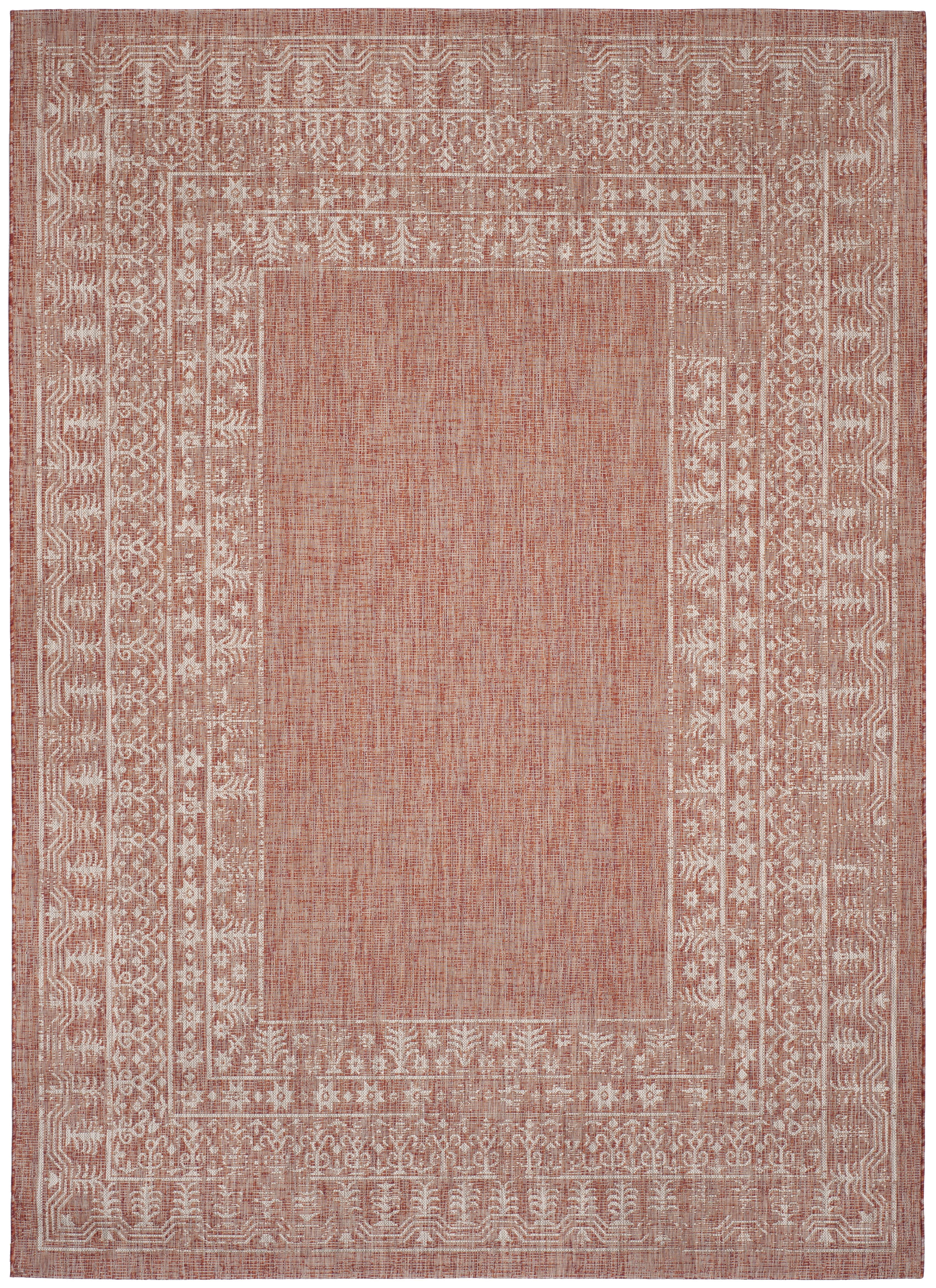 Safavieh Courtyard Jolyon Bordered Indoor/Outdoor Area Rug, Red/Beige, 8' x 11'