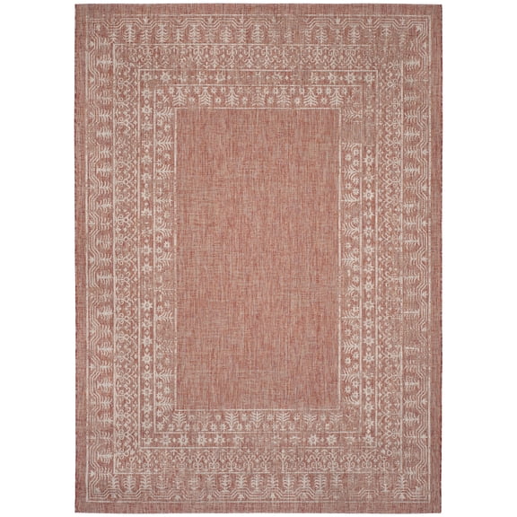 Safavieh Courtyard Jolyon Bordered Indoor/Outdoor Area Rug, Red/Beige, 8' x 11'
