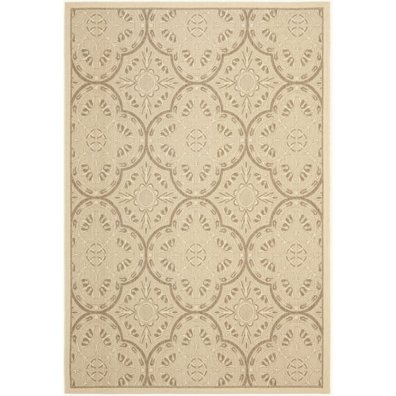 SAFAVIEH Courtyard Joseph Geometric Quatrefoil Indoor/Outdoor Area Rug, Cream/Light Chocolate, 6'7" x 9'6"