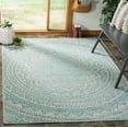 thumbnail image 1 of SAFAVIEH Courtyard Josiah Floral Medallion Indoor/Outdoor Area Rug, 5'3" x 5'3" Square, Light Grey/Aqua, 1 of 7